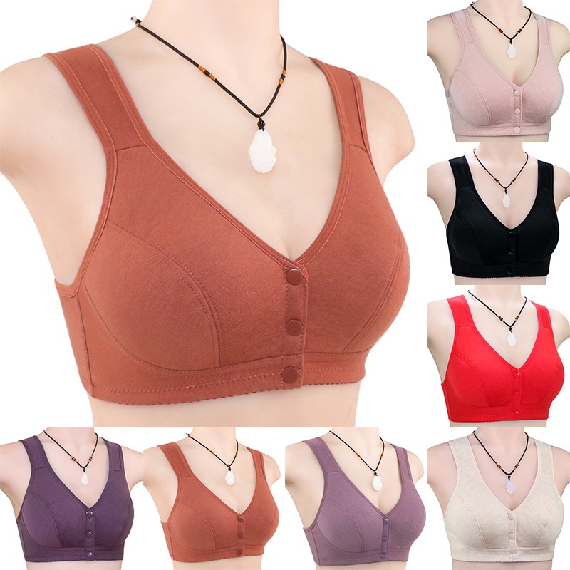 Sexy Front Buckle Push-up Wireless Bra Women Soft Cotton Plus Size Underwear